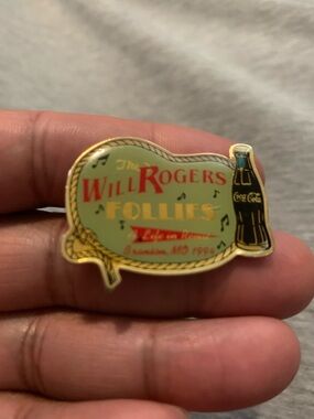 Vintage Will Rogers Follies Collectible Enamel Pin - Coca-Cola Bottle Accent